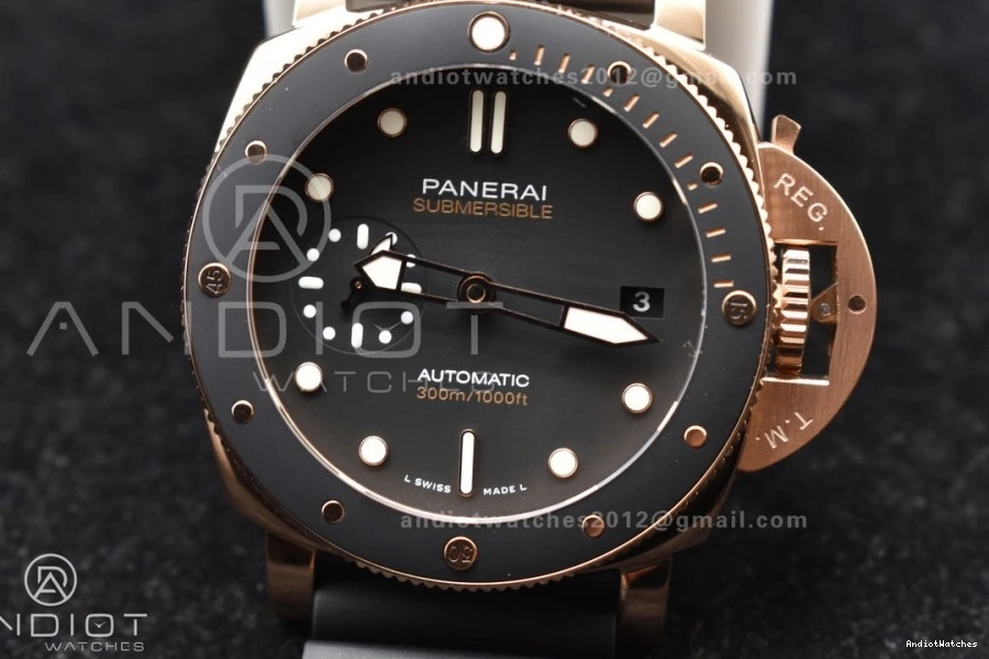 PAM2164 Submersible Dial Black WrinkleFree Best on P Rubber VSF 992 Black Edition 42mm Strap 0927